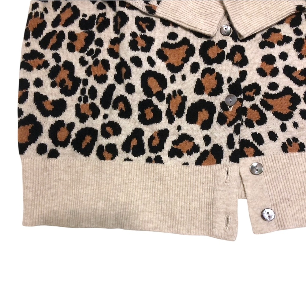 NWOT A NEW DAY 100% Cotton Leopard Cheetah Animal Print Knit Cardigan Sweater - Picture 11 of 16
